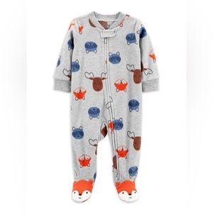 Child of mine made by Carter’s 6 to 9 months Footed pajamas Gray Pattern Fox
